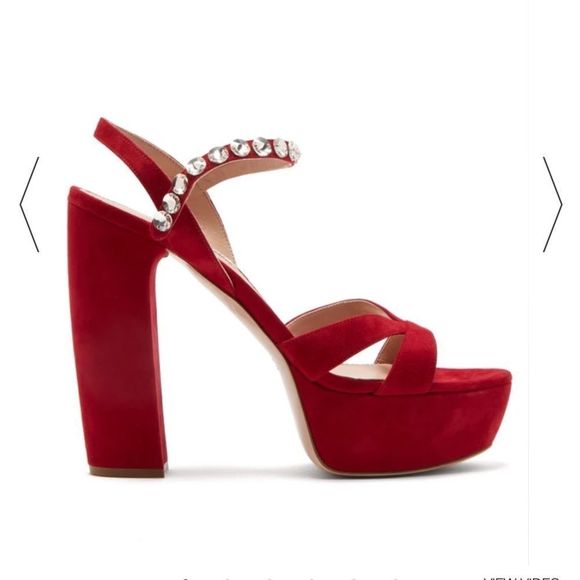 Miu Miu Shoes - MIU MIU  Crystal-strap suede platform sandals